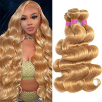 Vallbest Honey Blonde Bundles Human Hair #27 Body Wave Bundles 26 28 30 Inch 3 Bundles 100% Unprocessed Brazilian Virgin Hair 12A Virgin Raw Remy Weave Human Hair Extensions For Women