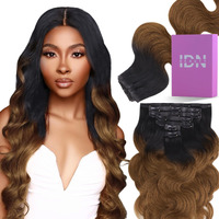 Idn Beauty Seamless Clip In Hair Extensions Human Hair 1B/30 Ombre Natural Black To Medium Auburn Body Wave Seamless Clip Ins For Black Women Pu Weft Invisible Edge Thick Ends 110G 20 Inch 7Pcs