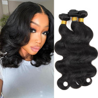 Human Hair Bundles Body Wave 100% Unprocessed Brazilian Virgin Hair 3 Bundles Human Hair Body Wave Quick Weave Human Hair Extensions For Black Women Natural Black 10 10 10 Inch