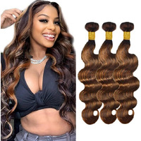 P4/30 Highlight Brown Bundles Human Hair Ombre Body Wave 3 Bundles 28 30 32 Inch Unprocessed Brazilian Virgin Remy Hair Double Weft Weave Human Hair Extensions