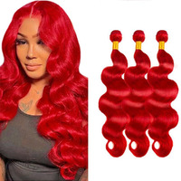 Light Red Human Hair Bundles Body Wave 3 Bundles 30 32 34 Inch Unprocessed Brazilian Virgin Burgundy Body Wave Human Hair Extensions