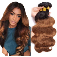 Ombre Body Wave Bundles Human Hair 30 32 34 Inch 1B/30 Brown Human Hair Bundles Soft And Healthy Double Weft Unprocessed Brazilian Virgin Remy Hair Extensions Deals