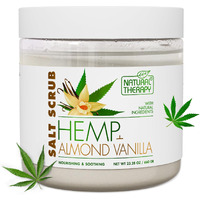 Natural Therapy Hemp & Almond Vanilla Salt Scrub - Exfoliating Body Scrub For Women - Moisturizing And Nourishing Skin - With Pure Oils And Dead Sea Minerals (23.28 Oz)