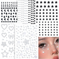 Saoropeb 5 Sheets Face Gems Face Jewels Stickers, Self Adhesive Eye Body Face Nail Crystal Rhinestones Rainbow For Women Festival Accessory And Nail Art Decorations
