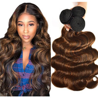 P4/30 Highlight Human Hair Bundles Body Wave Bundles Human Hair 20 22 24 Inch Body Wave Bundles Ombre Brown Double Weft Hair Extensions