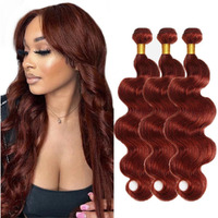 #33 Reddish Brown Human Hair Bundles Body Wave 3 Bundles 22 24 26 Inch Unprocessed Brazilian Virgin Remy Copper Red Body Wave Bundle Human Hair Extensions