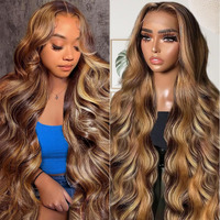 Shciyair Honey Blonde Wig Human Hair 200 Density Ombre Highlight Lace Front Wig Human Hair 13X4 Hd Lace Front Wigs Human Hair Pre Plucked Body Wave Human Hair Lace Frontal Wig 22 Inch