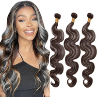 Gray Bundles Human Hair P4/Grey Ombre Body Wave Bundles Human Hair 22 24 26 Inch Healthy And Soft Brazilian Virgin Remy Hair Extensions Highlight Bundle Hair Weave 100/Pc