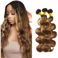 P4 27 Human Hair Bundles Honey Blonde Body Wave Bundle Highlight 3 Bundles Human Hair Brazilian Unprocessed Virgin Hair 16 18 20 Inch