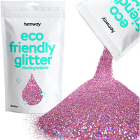 Hemway Eco Friendly Biodegradable Glitter 100G / 3.5Oz Bio Cosmetic Safe Sparkle Vegan For Face, Eyeshadow, Body, Hair, Nail And Festival Makeup, Craft - 1/128"" 0.008"" 0.2Mm - Pink Holo