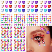 Dazzhues 436Pcs Self Adhesive Rhinestone Stickers - Acrylic Heart Gems For Face, Hair, Body Bling - Colorful Jewels Crystal Stickers For Wedding, Dating, Festival Decoration & Diy Craft (6/10/18M)