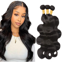 #1B Human Hair Bundles Body Wave Bundles 22 22 22 Inch Unprocessed Brazilian Virgin Hair Weave 3 Bundles 50 Grams Per Bundle Natural Color Bundle Human Hair Extensions