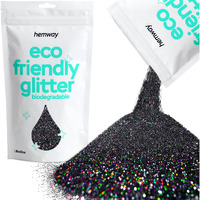 Hemway Eco Friendly Biodegradable Glitter 100G / 3.5Oz Bio Cosmetic Safe Sparkle Vegan For Face, Eyeshadow, Body, Hair, Nail And Festival Makeup - Ultrafine (1/128"" 0.008"" 0.2Mm) - Black Holographic