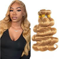 #27 Blonde Bundles Human Hair Body Wave Bundles 16 18 20 Inch Unprocessed Brazilian Virgin Hair Weave 3 Bundles 50 Grams Per Bundle Honey Blonde Human Hair Extensions