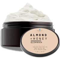 Bluebyrd Almond Honey Glowwhip Body Butter - Whipped Multi-Oil Body Butter & Moisturizer Nourishing Body Cream - Deep Hydration & Firmer-Looking Skin 8Oz Jar (Almond Honey)