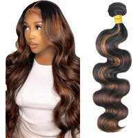 Highlight Bundles P1B30 Body Wave Human Hair Bundle Two Tone Black Mixed With Light Brown 1 Bundle 32 Inch 1B30 Ombre Body Wave Bundles Hair Extensions 100G