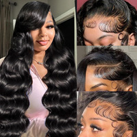 Ailwelia 13X6 Body Wave Lace Front Wigs Human Hair 200 Density Hd Transparent Lace Front Glueless Plucked Frontal Wigs 13X6 For Black Women With Baby Hair Natural Color 30 Inch