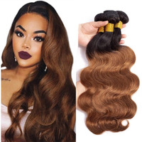 1B/30 Human Hair Bundles Ombre Brown Body Wave Bundles 14 16 18 Inch Brazilian Virgin Remy Hair Extensions Soft And Healthy Dark Brown Bundle Human Hair 3Pcs/Set Deals