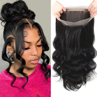 Zhengshuo 360 Lace Frontal Human Hair With Baby Hair - Body Wave Transparent Hd Frontal Closure, Raw Virgin Hair, 150% Density Natural Color 18 Inch