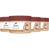 Dove Scrub For Silky Smooth Skin Brown Sugar & Coconut Butter Body Scrub Exfoliates & Restores Skin's Natural Nutrients, 10.5 Oz, 4 Count