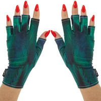 Maniglovz - The Original Upf 50+ Uv Light Protective Nail Gloves | Gel Manicure Gloves And Anti Uv Fingerless Gloves For Women | Can Be Used As Sun Protection Gloves For Driving | Peacock