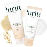 Purito Oat Velvet Duo, Calming Gel Cream & Exfoliating Facial Polish, Non-Comedogenic Formula, Moisturizer, Cleanser, Mild Korean Skincare For All Skin Types, 3.38+5.07 Fl.Oz