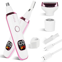 Mendaping 2025 Rechargeable Nose And Ear Hair Trimmer With Led Dispaly For Women Men,4 In 1 Painless Eyebrow & Facial Hair Trimmer With Powerful Motor,Ladies Wet & Dry Electric Razor (White)