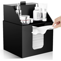 Tainess Disposable Facial Towels Storage Box Compatible With Clean Skin Club Clean Towel Xl - Cotton Pads - Swabs Upgraded Double Layer Acrylic Storage Container Face Towel Holder (Matte Black)
