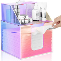Tainess Disposable Facial Towels Storage Box Compatible With Clean Skin Club Clean Towel Xl - Cotton Pads - Swabs Upgraded Double Layer Acrylic Storage Container Face Towel Holder (Glossy Rainbow)