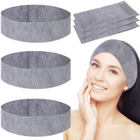 Pinkxhy 128 Pieces Disposable Spa Facial Headbands Stretch Non-Woven Facial Headband Soft Skin Care Hair Band With Convenient Closure For Women Girls Salons Esthetician Supplies (Grey)