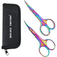 Set Of Nail And Cuticle Scissors Toenail Eyebrow Mustache Facial Nose Ear Hair Grooming Multipurpose Small Beauty Scissors Curved And Sharp Blades Multi Titanium Color