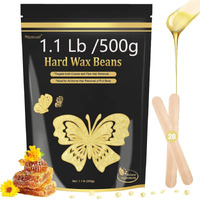 Wax Beads For Hair Removal, Wax Beads For Sensitive Skin, 1.1Lb Painless Waxing Beans For Bikini, Eyebrow Facial For At Home Pearl Waxing Beads With 20 Spatulas For Women Men (Honey)