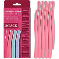 Face Razors For Women, Dermaplane Razor For Women Face, Eyebrow Razor, Facial Razors, Dermaplaning Tool, Gentle Skin Exfoliation Microblades For Sensitive Skin, Peach Fuzz Remover, 10 Count (Blush)