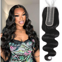 Dsekcain 2X6 Hd Lace Closure Body Wave Transparent Lace Closure Middle Part Long Parting 100% Raw Virgin Human Hair Natural Black Color 20 Inch 150% Density