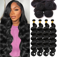 12A Human Hair Bundles 20 22 24 26 Inch Body Wave Bundles Human Hair 100% Unprocessed Brazilian Virgin Hair 4 Bundle Weave Human Hair Extensions Natural Black Real Human Hair For Women