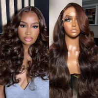 Studyy Chocolate Brown 13X6 Body Wave Lace Front Wigs Human Hair 20Inch 180% Density Hd Transparent Full Lace Front Wigs Pre Plucked With Baby Hair Lace Frontal Wigs For Women