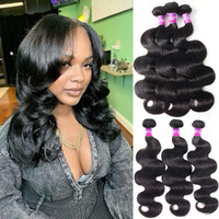 12A Human Hair Bundles 300G Body Wave Bundles Human Hair Extensions 16 16 16 Inch Brazilian Virgin Body Wave 3 Pieces Deals Unprocessed Brazilian Quick Weave Extensions Natural Black