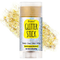 Brzeaf Waterproof Golden Glitter Stick, Face Glitter Makeup, Shimmery & Long Lasting, Chunky Glitter For Face/Body/Hair/Eyes/Lip, Singer Concert Music Christmas Rave Festival