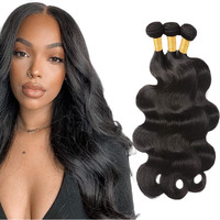 #1B Human Hair Bundles Body Wave Bundles 32 32 32 Inch Unprocessed Brazilian Virgin Hair Weave 3 Bundles 50 Grams Per Bundle Natural Color Bundle Human Hair Extensions