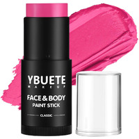 Ybuete Pink Face Body Painting Stick, Professional Full-Coverage Cream Pink Face Paint For Halloween Sfx Makeup Clown Costume Party, Washable Bright Eye Cheek Art Stick For Adult Festival Carnival