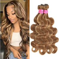 Yisea Highlight Bundles Human Hair Body Wave (14 16 18 20 Inch) 4/27 Ombre Blonde Brown Human Hair Body Wave Bundles Natural Brazilian Virgin Hair For Black Women