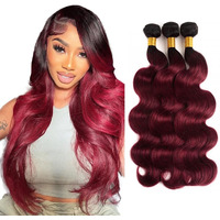 Burgundy Bundle Ombre Red Body Wave Human Hair Bundles 24 26 28 Inch Two Tone Black And Wine Red Bundles Human Hair Weave Burgundy Body Wave Bundle