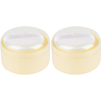 Auear, 2 Pcs After-Bath Empty Body Powder Container Puff Box With Powder Puff Sifter For Home And Travel (Yellow, 3.43"" X 2.36"")