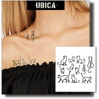 Ubica Semi Permanent Tattoos For Women, 2 Sheets Small Temporary Fake Tattoo Line Cat, Lasts 7-15 Days Water-Resistant, Realistic Design For Collarbone, Non-Reflective Body Art Stickers