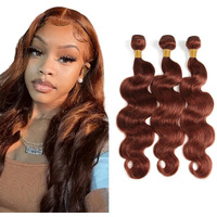 Fridnae Hair Color 33 Bundle Copper Body Wave Human Hair Bundles Color 33 Reddish Brown 3 Bundles 24 26 28 Inch Auburn Body Wave Bundle For Black Women 300G