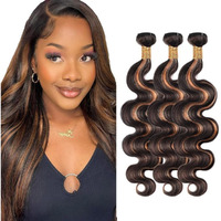 Vinmdonm P1B30 Highlight Bundles Human Hair Ombre Brown Body Wave 3 Bundles 20 20 20 Inch Two Tone Black And Brown Bundle