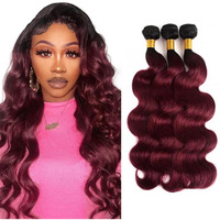 26 28 30 Inch Burgundy Bundles Human Hair 1B99J Body Wave Bundles Brazilian Virgin Remy Hair Extensions Two Tone Black And Wine Red Bundles