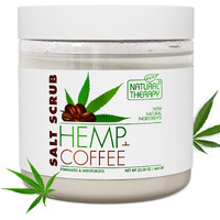 Natural Therapy Hemp & Coffee Salt Scrub - Exfoliating Body Scrub For Women - Moisturizing And Nourishing Skin - With Pure Oils And Dead Sea Minerals (23.28 Oz)