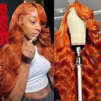 Dark Ginger Lace Front Wigs Human Hair 13X4 Hd Transparent Ginger Orange Body Wave Human Hair Lace Front Wigs For Women 180 Density Pre Plcked Lace Frontal Colored Wig With Baby Hair 16 Inch