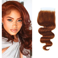 Reddish Brown Body Wave 5X5 Closure 100% Human Hair 5X5 Lace Closure Free Part 10A Brazilian Virgin Remy Hair Pre Plucked With Baby Hair #33B Color 10 Inch